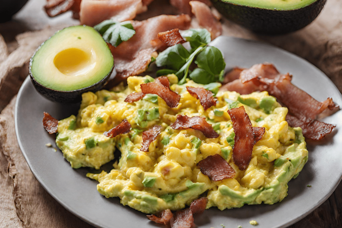 Scrambled Eggs with Avocado and Bacon